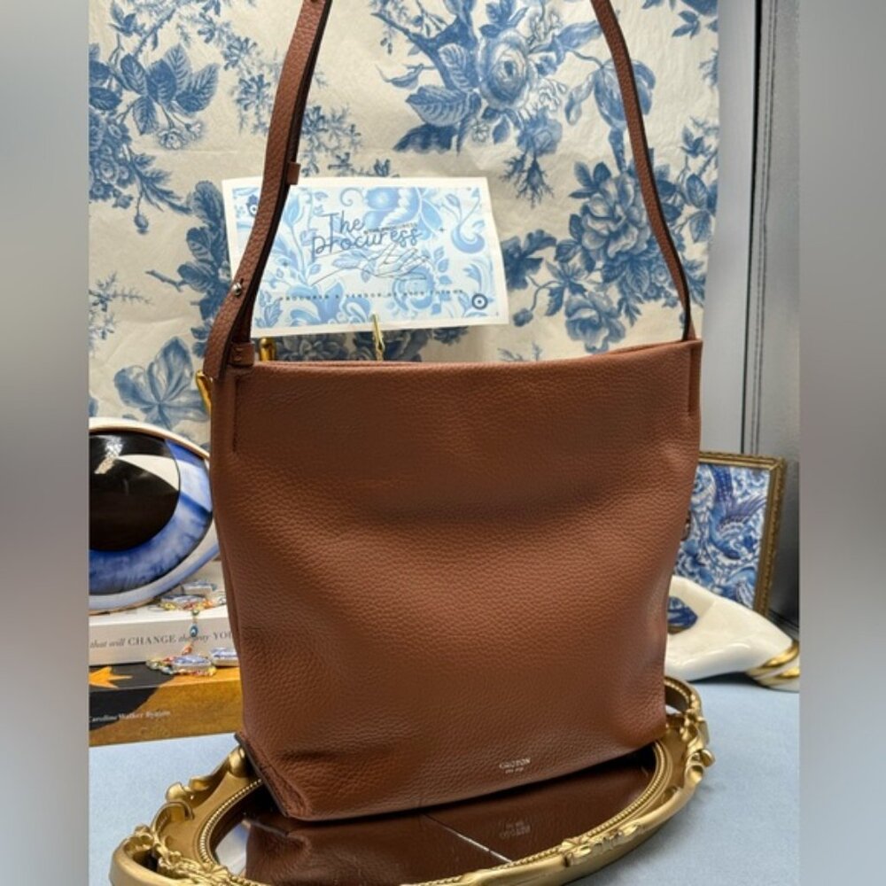🆕 OROTON 🧿 NWOT Alice Slouch Hobo Zip Crossbody Bag, Whiskey CognacTan - Picture 3 of 13
